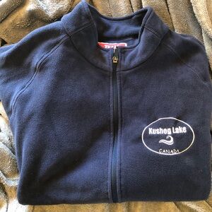 Navy Blue Kushog Lake Canada Fleece Zip up. 
Woman’s double XL.